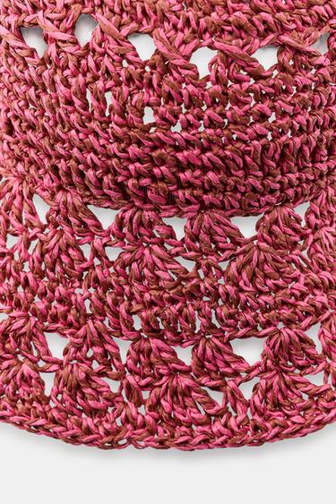 100% PAPER WOVEN HAT - Pink by Zara - Image 3