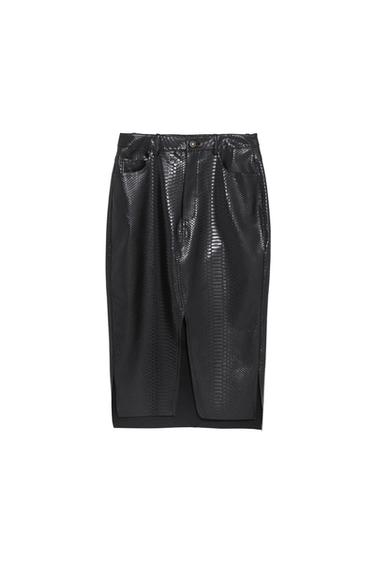 EMBOSSED SNAKESKIN PRINT SKIRT