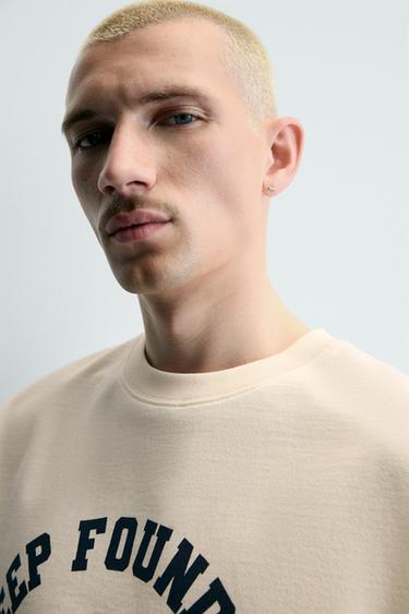 BOXY FIT NUMBER PRINT SWEATSHIRT - Oyster-white by Zara - Image 4