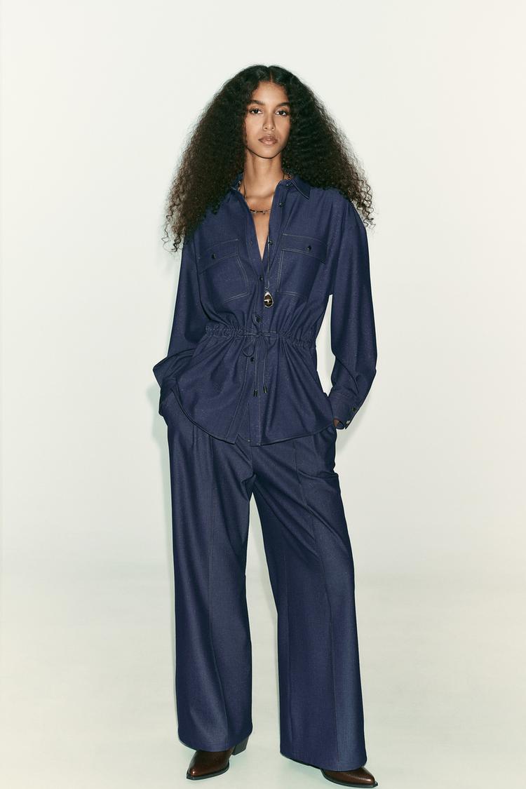 Pigiama Zara Pantaloni Seta CAMICIA SAHARIANA MANICHE LUNGHE