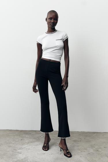 Zara T-SHIRT WITH METALLIC THREAD TRIM - White