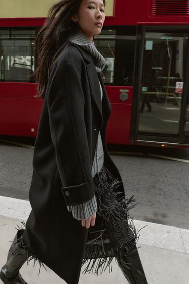 MANTEAU OVERSIZE POIGNET CONTRASTANT - Noir de Zara - Image 2