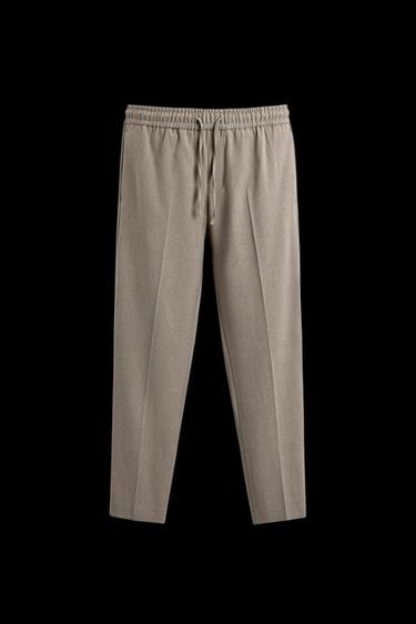 COMFORT FIT JOGGER WAIST TROUSERS - Tan marl by Zara