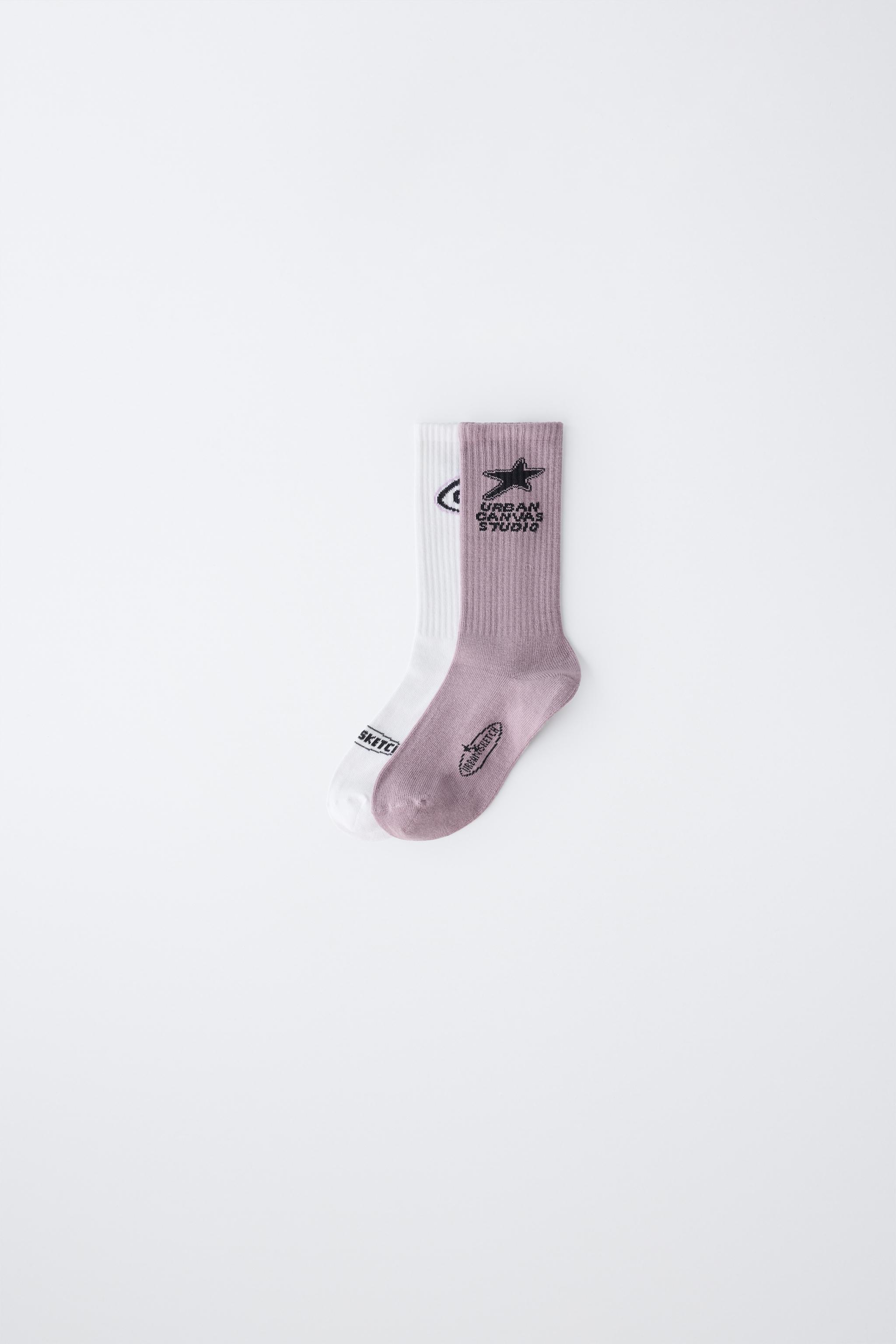 LOT DE DEUX PAIRES CHAUSSETTES LONGUES IMPRIMÉES