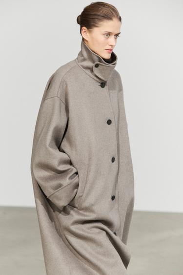 Long coat with wool collar detail — 210 2
