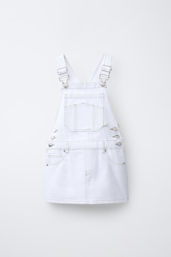 white denim dress zara Zara White Ruffle Mini Denim Dress Long Sleeve