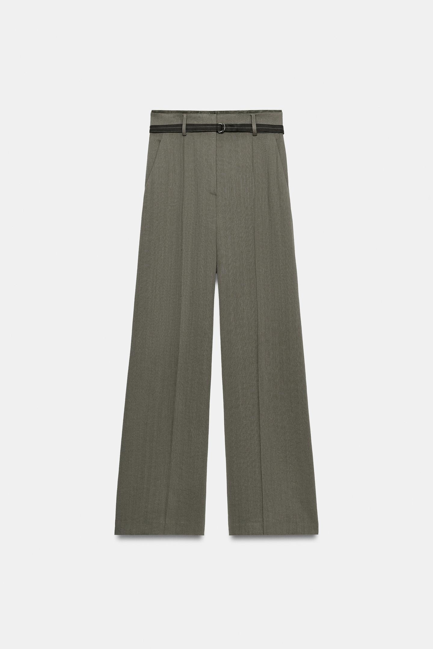 Женские брюки Zara ZW Collection Double Waistband Trousers, цвет: Серый / Рыжевато-коричневый — фото 3
