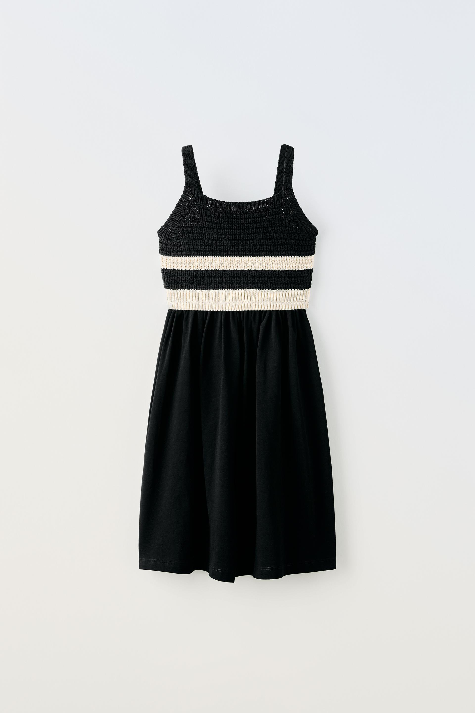 CONTRASTING CROCHET DRESS Black ZARA Spain contrasting-crochet-dress-black-zara-spain
