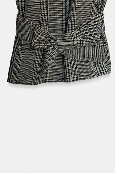 PANTALON PIED-DE-POULE À NŒUD AU BAS - Écru / Noir de Zara - Image 7