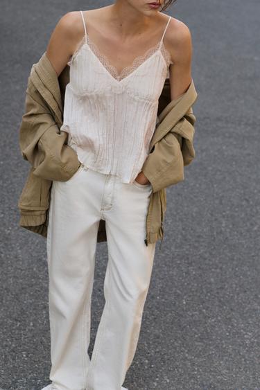 CRINKLE-EFFECT CAMISOLE TOP - Ecru by Zara - Image 3