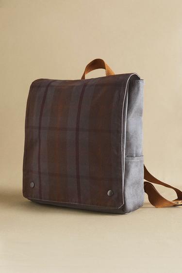 CHILDREN'S TARTAN CHECK BACKPACK - Brown-Blue by Zara