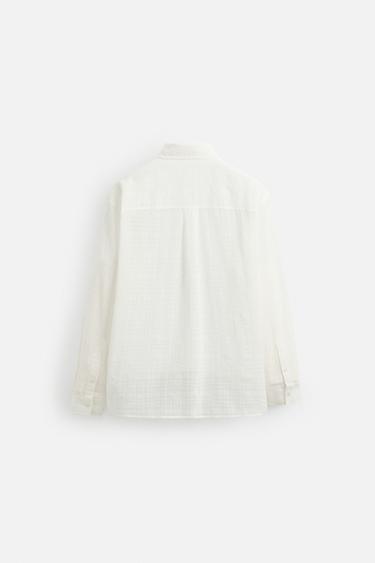 CHEMISE JACQUARD À CARREAUX - Blanc de Zara - Image 7