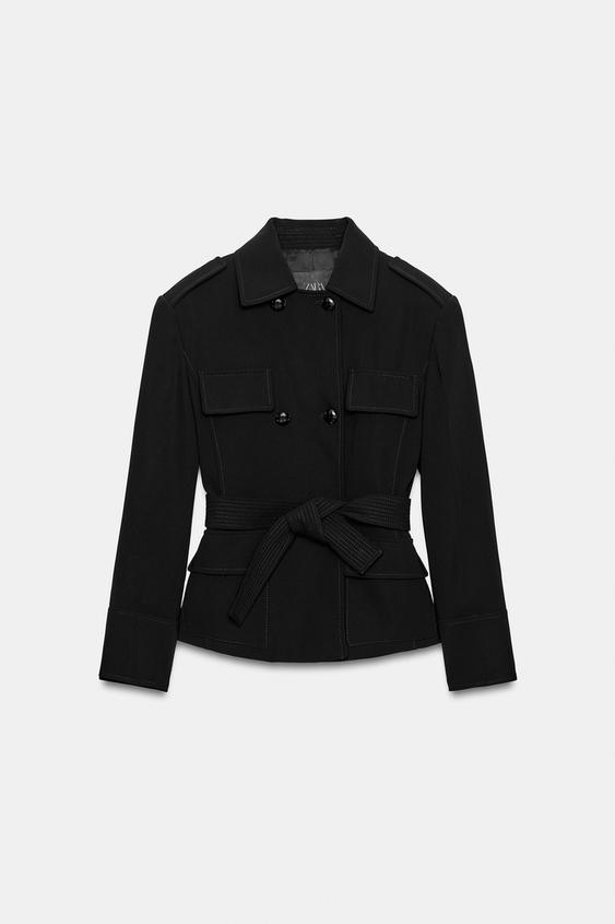 ZW COLLECTION BELTED BLAZER - Black by Zara - Image 0