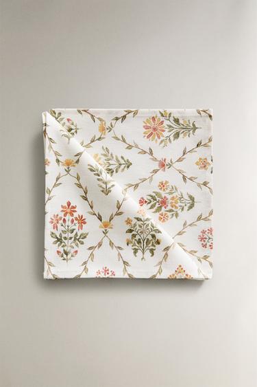 FLORAL COTTON NAPKINS (PACK OF 2) - Brick by Zara - Image 0