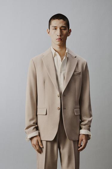 SLIM FIT SUIT BLAZER - Sand / Marl by Zara