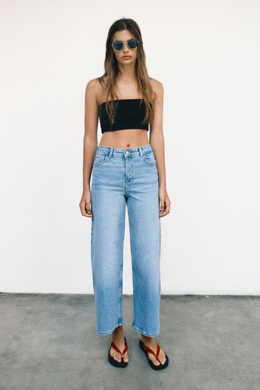 JEANS Z1975 CULOTTE SHTRAT I LARTË COMFORT - E kaltër e hapur nga Zara