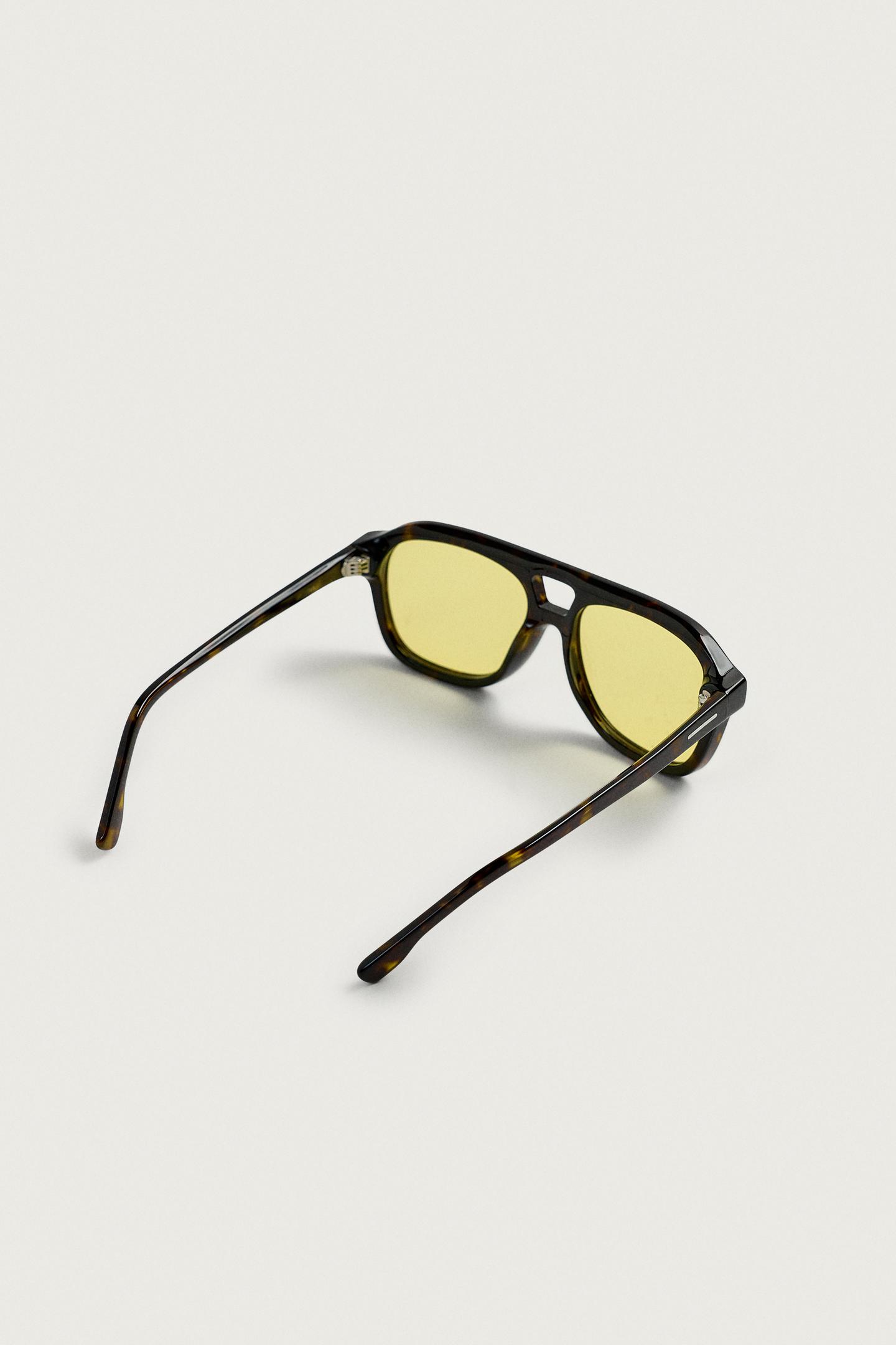 Мужские солнцезащитные очки Zara Rectangular Sunglasses, цвет: Черепаховый ракушечный — фото 7
