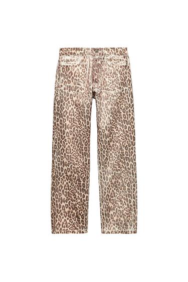 ZW COLLECTION STRAIGHT-LEG MID-RISE ANIMAL PRINT JEANS