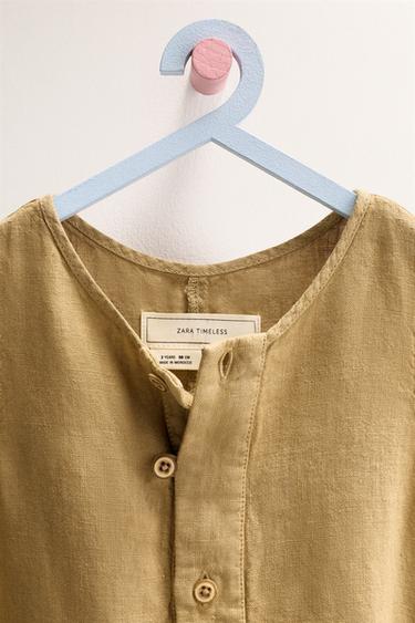 ZARA TIMELESS - 100% LINEN LONG DUNGAREES - Oil by Zara - Image 2