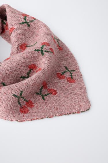 CHERRY TRIANGULAR KNIT SCARF - Pink by Zara - Image 2