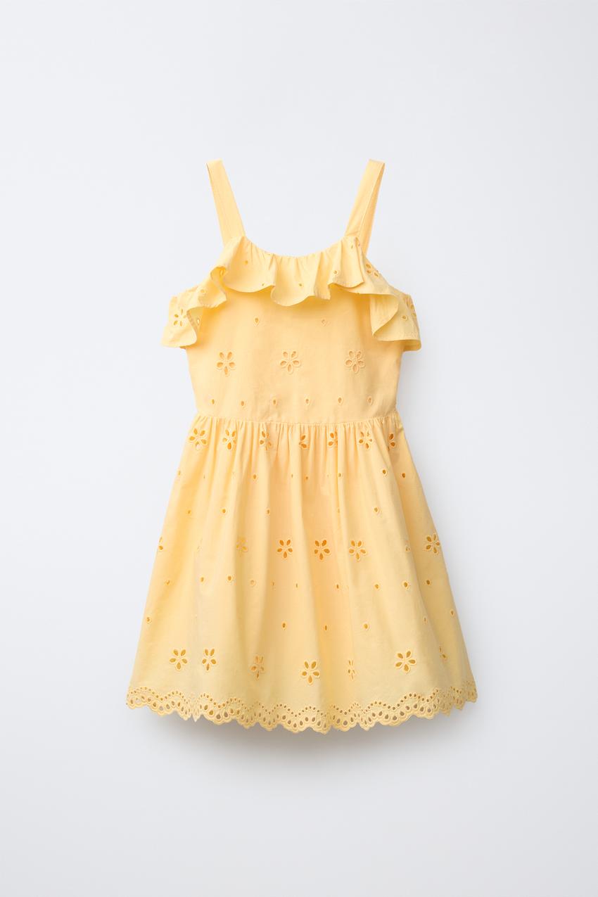 Zara - Ruffled Schiffly Embroidered Dress - Green - 12-13 Years (61,4 Inches) - Kids Zara - Ruffled Schiffly Embroidered Dress - Green - 12-13 Years (61,4 Inches) - Kids