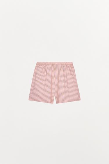 SHORT À RAYURES AVEC COTON - Rose de Zara - Image 1