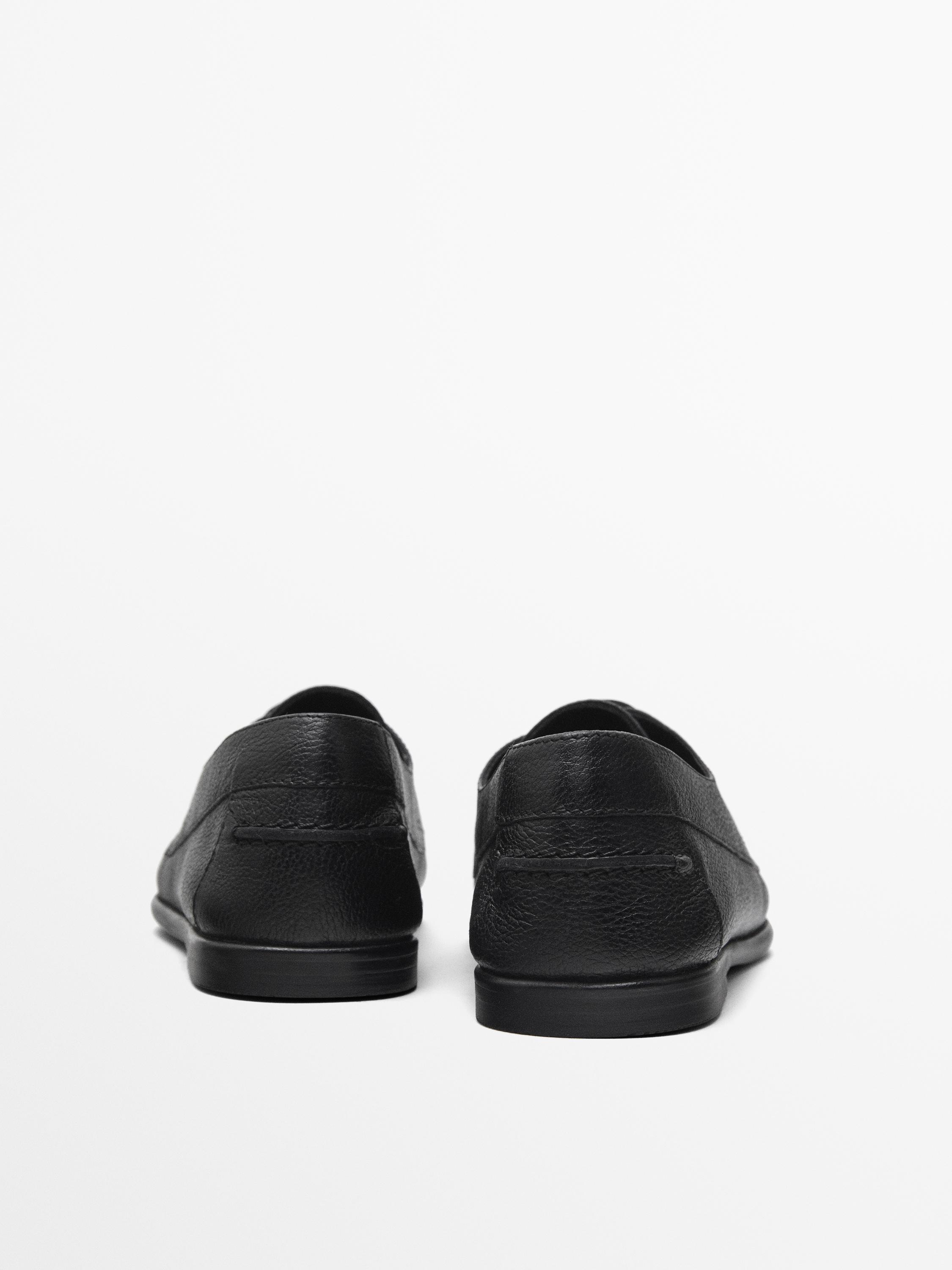 Tumbled leather deck shoes - Black | ZARA United States