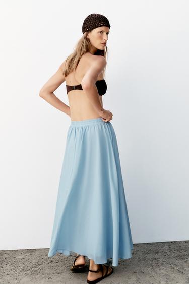 JUPE MI-LONGUE CAPE - Bleu pastel de Zara - Image 4