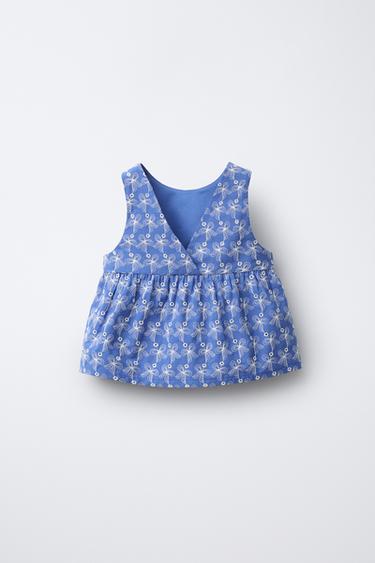 TOP À FLEURS BRODÉES - Bleu roi de Zara - Image 1