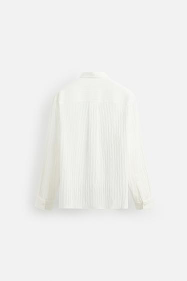 CHEMISE JACQUARD À RAYURES - Blanc de Zara - Image 6
