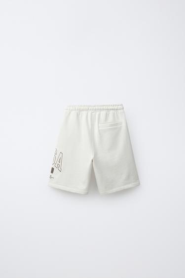 PLUSH JOGGING BERMUDA SHORTS - Ecru by Zara - Image 1