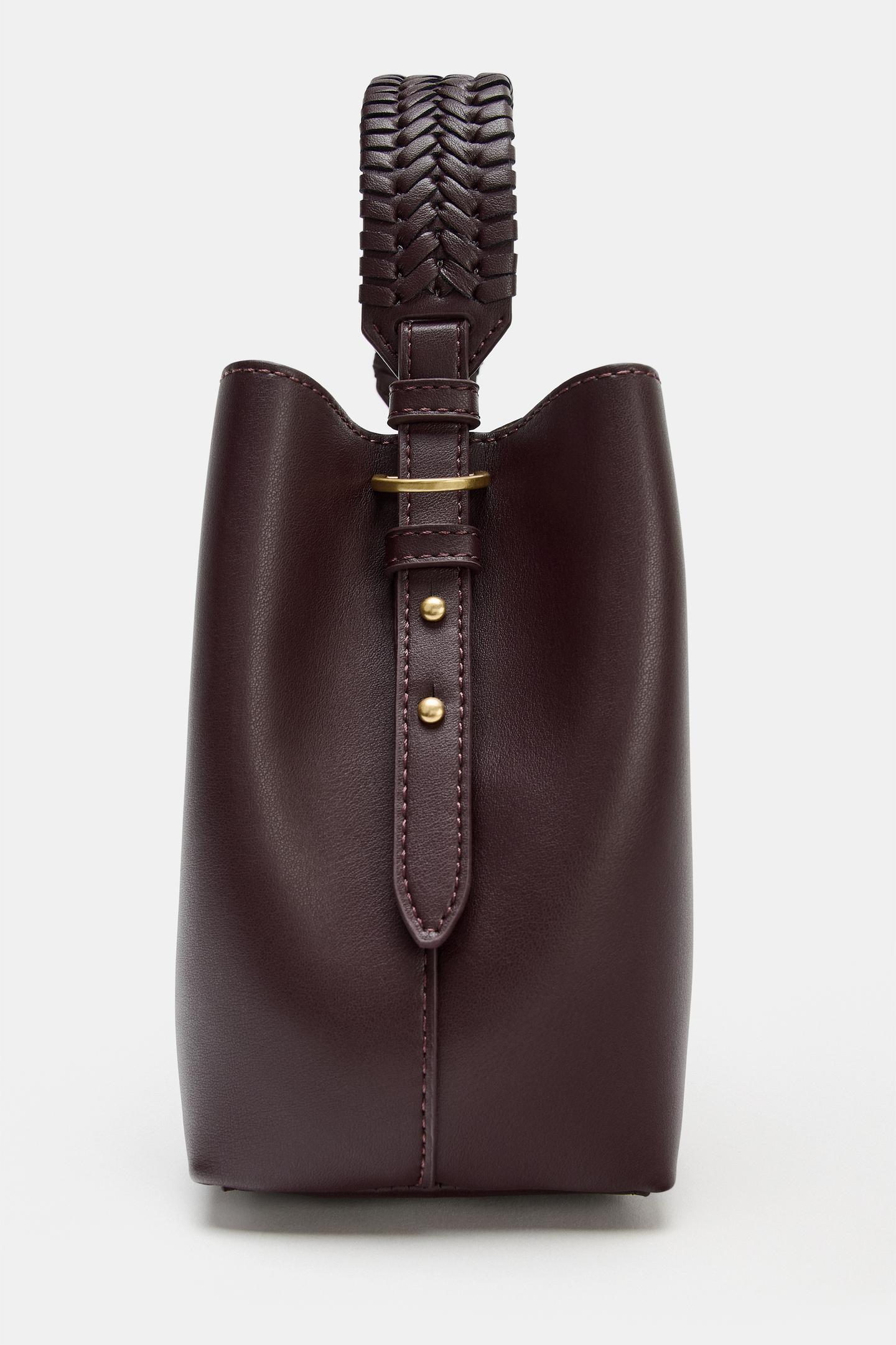Женская сумка Zara Braided Handle, цвет: Бордовый красный — фото 4