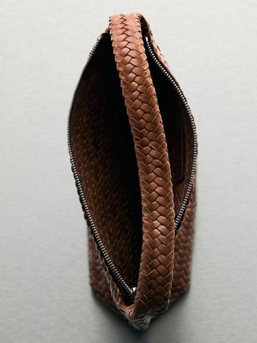 Zara Braided nappa leather crossbody bag - Black gold