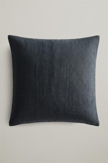 JUTE AND COTTON CUSHION COVER - Blue by Zara