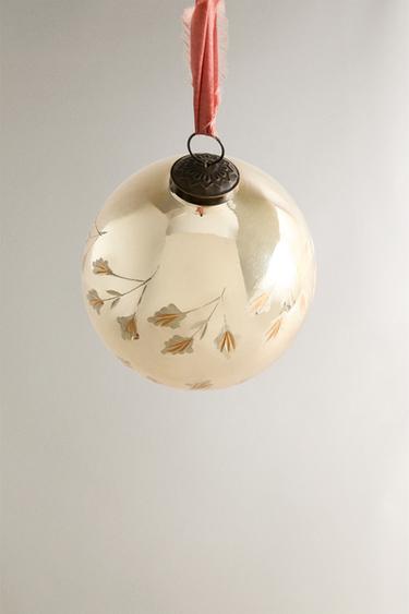SPARKLY LEAF BAUBLE CHRISTMAS TREE DECORATION - Silver by Zara - Image 1