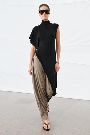 DRAPED ASYMMETRIC TOP - Black by Zara