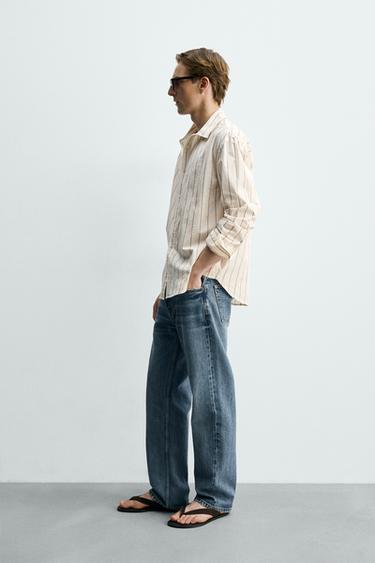 STRIPED SHIRT WITH FLORAL EMBROIDERY - Ecru by Zara - Image 3