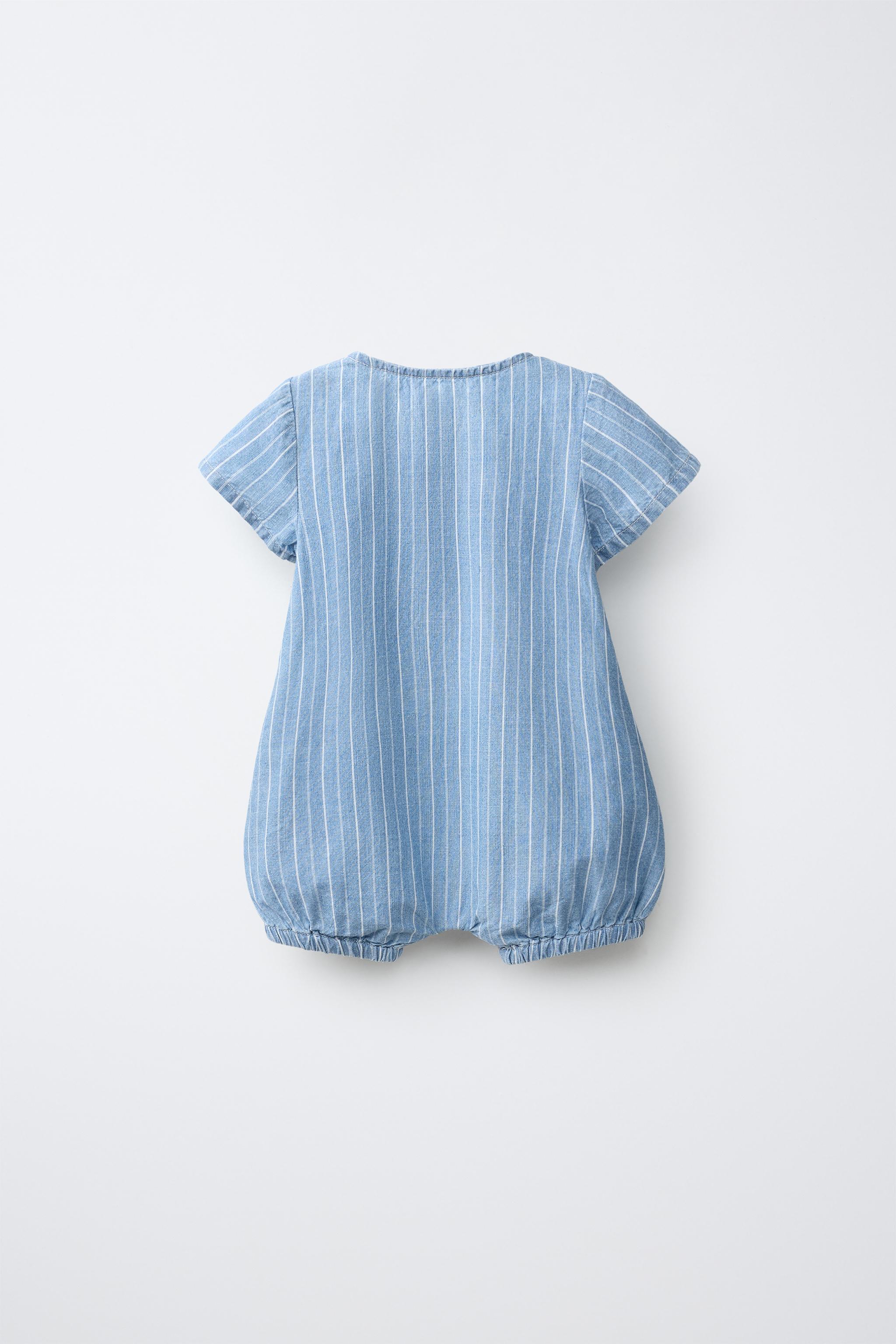 STRIPED ROMPER - Mid-blue | ZARA United Kingdom