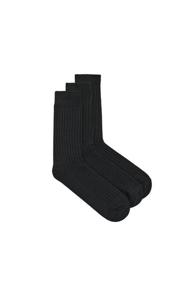 3-PACK OF RIBBED SOCKS - Black by Zara