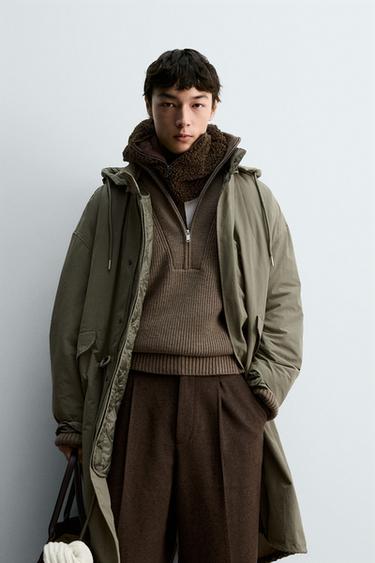 투인원 탈부착 파카 - Zara 카키