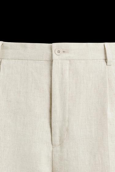 HOSE AUS 100 % LEINEN MIT ZIERFALTEN - Hellbeige von Zara