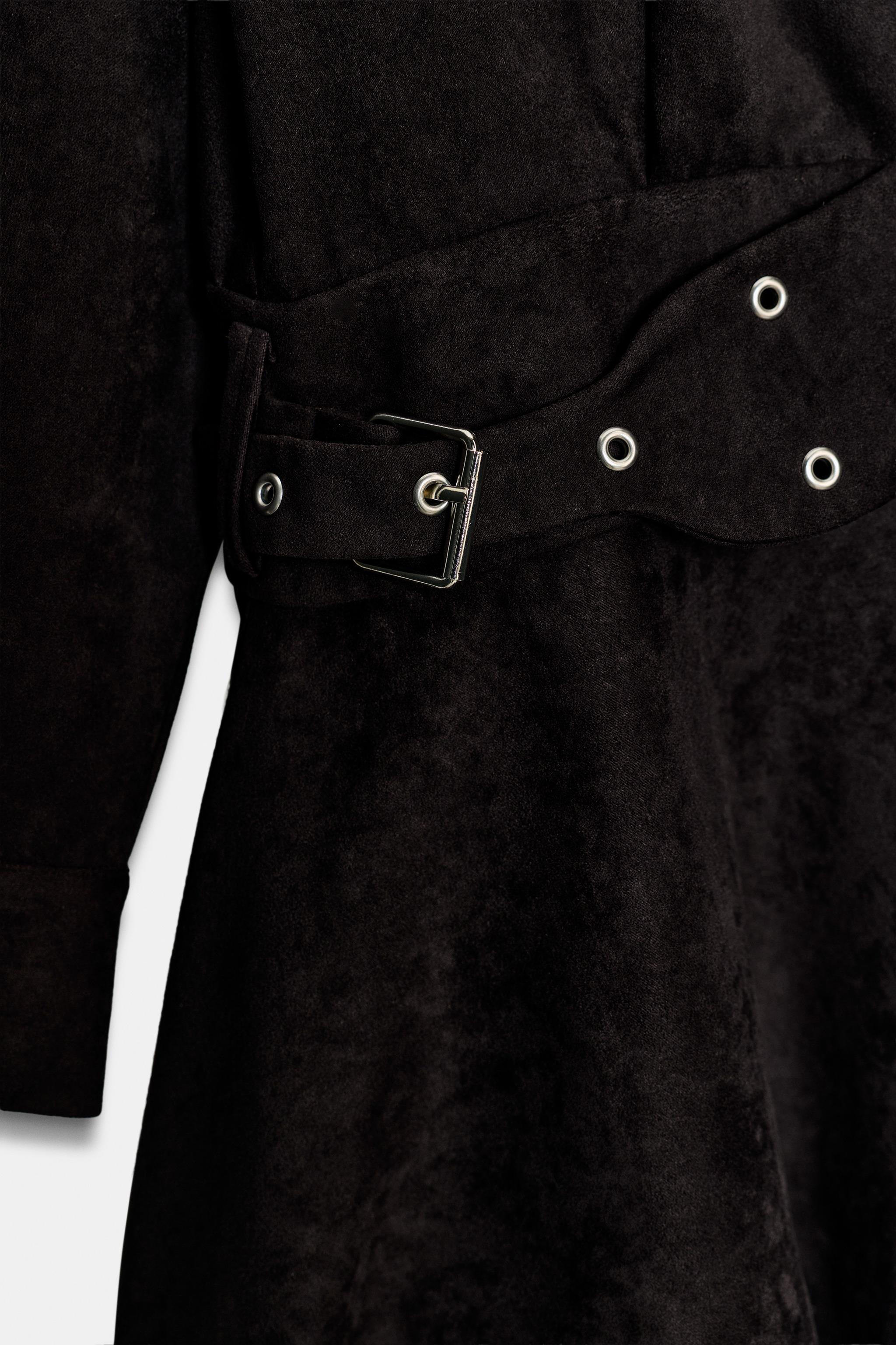BELTED FAUX SUEDE MINI DRESS