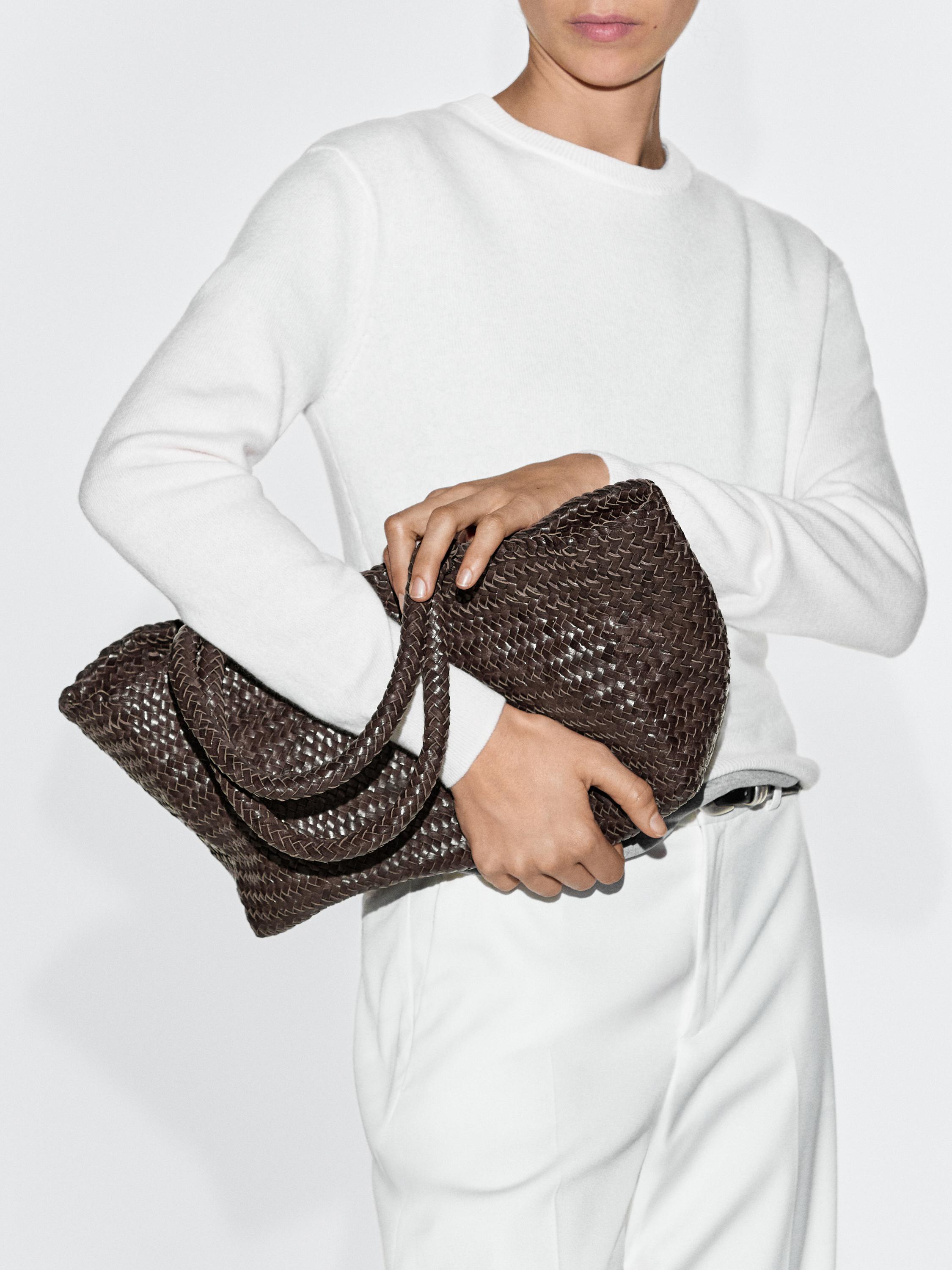 braided nappa leather tote bag