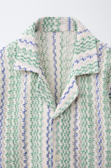 CHEMISE STRUCTURÉE À VAGUES - Vert / Écru de Zara - Image 2