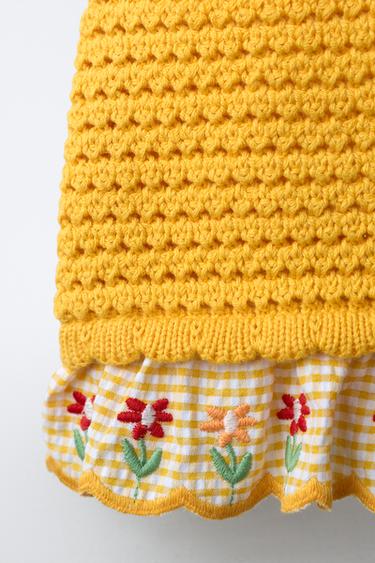TOP EN MAILLE À FLEURS BRODÉES - Jaune de Zara - Image 2