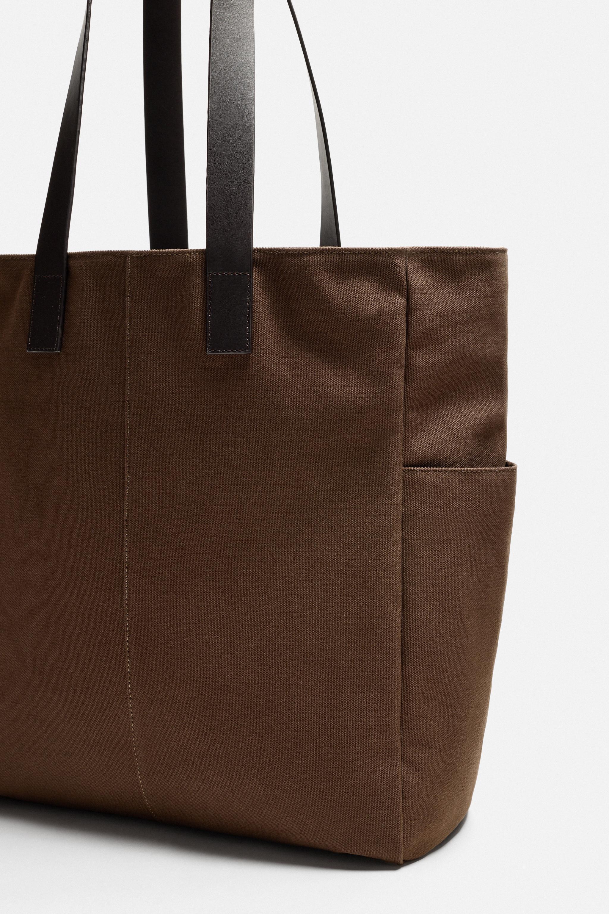 ZARA コンビ素材トートバッグ 3124/520 コンビ素材トートバッグ - カーキ | ZARA Japan / 日本