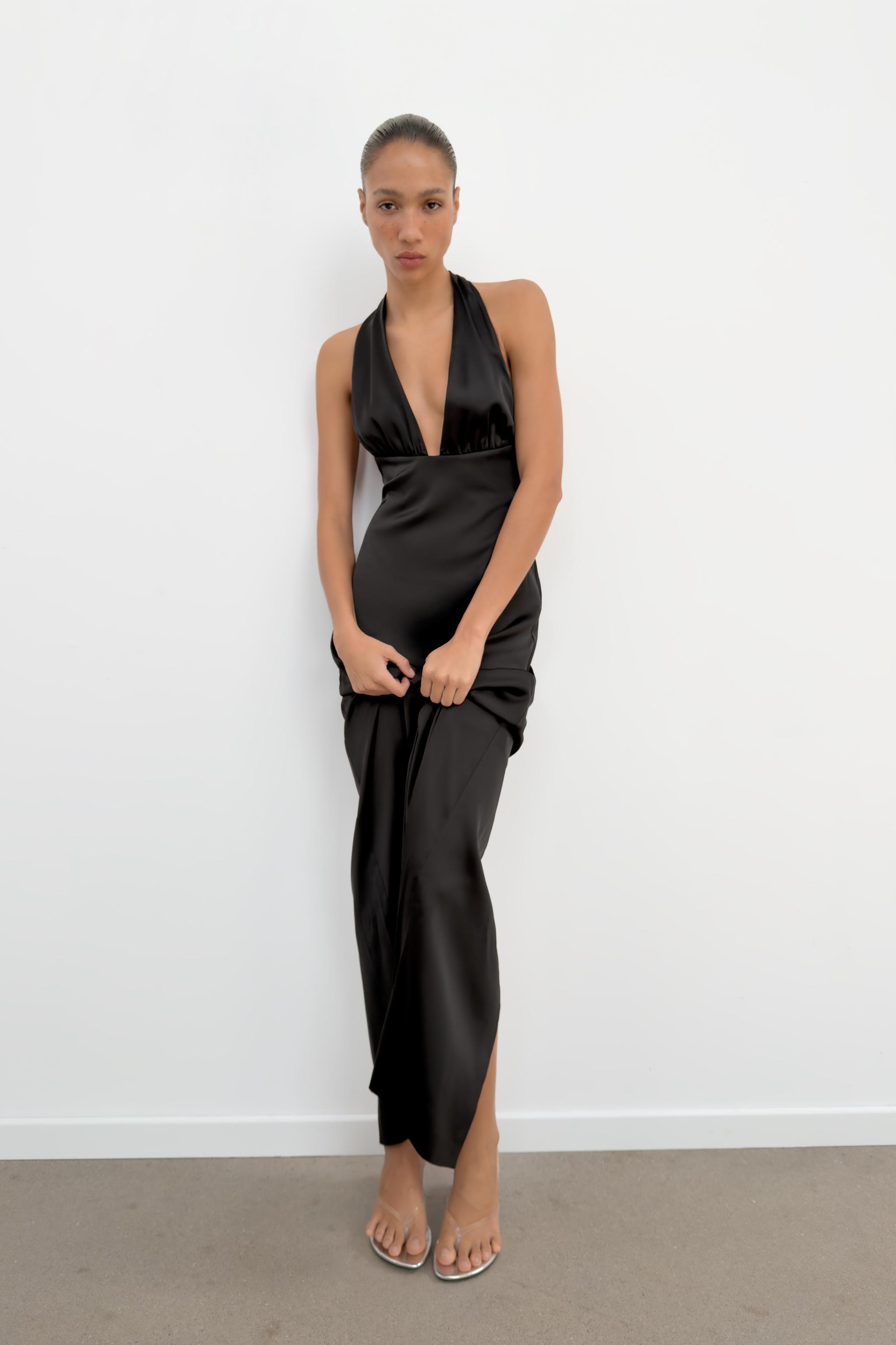 Женские платья Zara ANIMAL PRINT SATIN HALTER DRESS