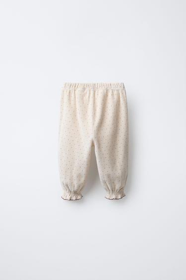 POLKA DOT VELVET BAGGY TROUSERS - Ecru / Red by Zara - Image 1