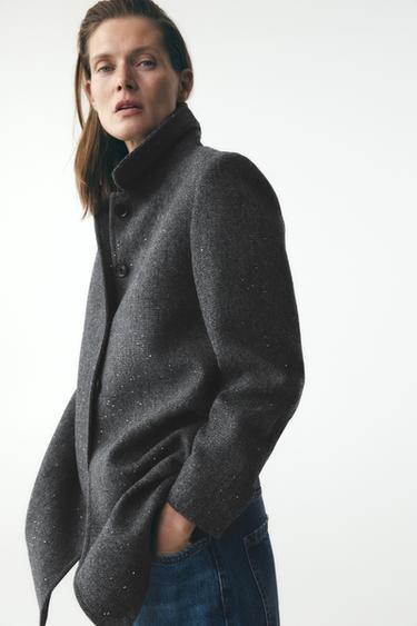 Zara ZW COLLECTION SHIMMER COAT - Mid-gray