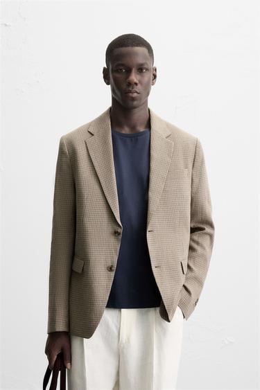 HOUNDSTOOTH BLAZER - Brown by Zara